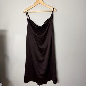 NEW Cacique SLEEP Silky Satin Chocolate Brown Nightgown Sleep Dress PJs 855